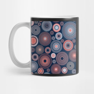 colorful circles | dark blue and coral Mug